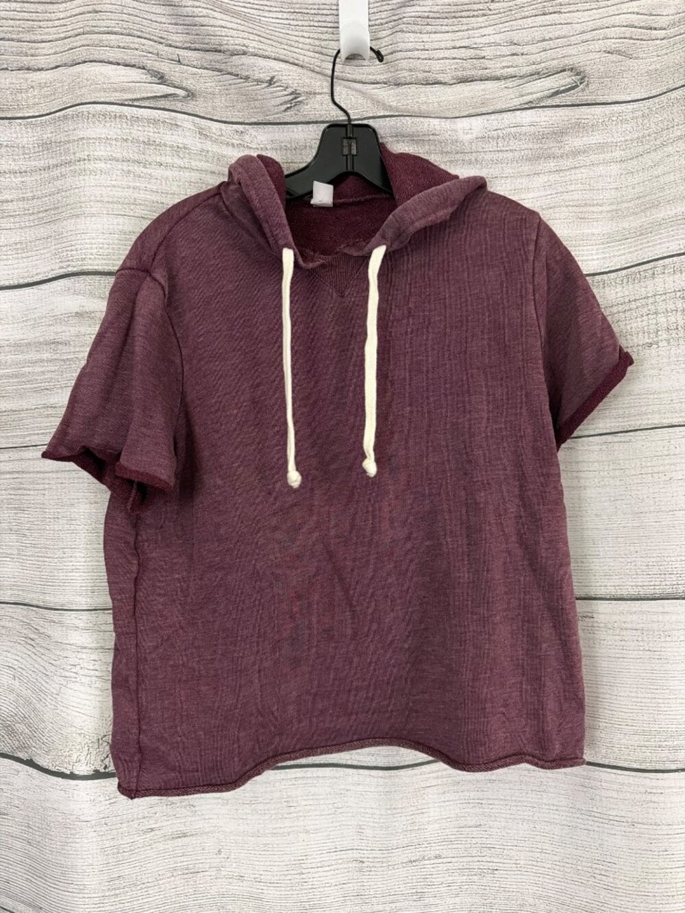 Alternative Burgundy Short-Sleeve Hoodie Size S